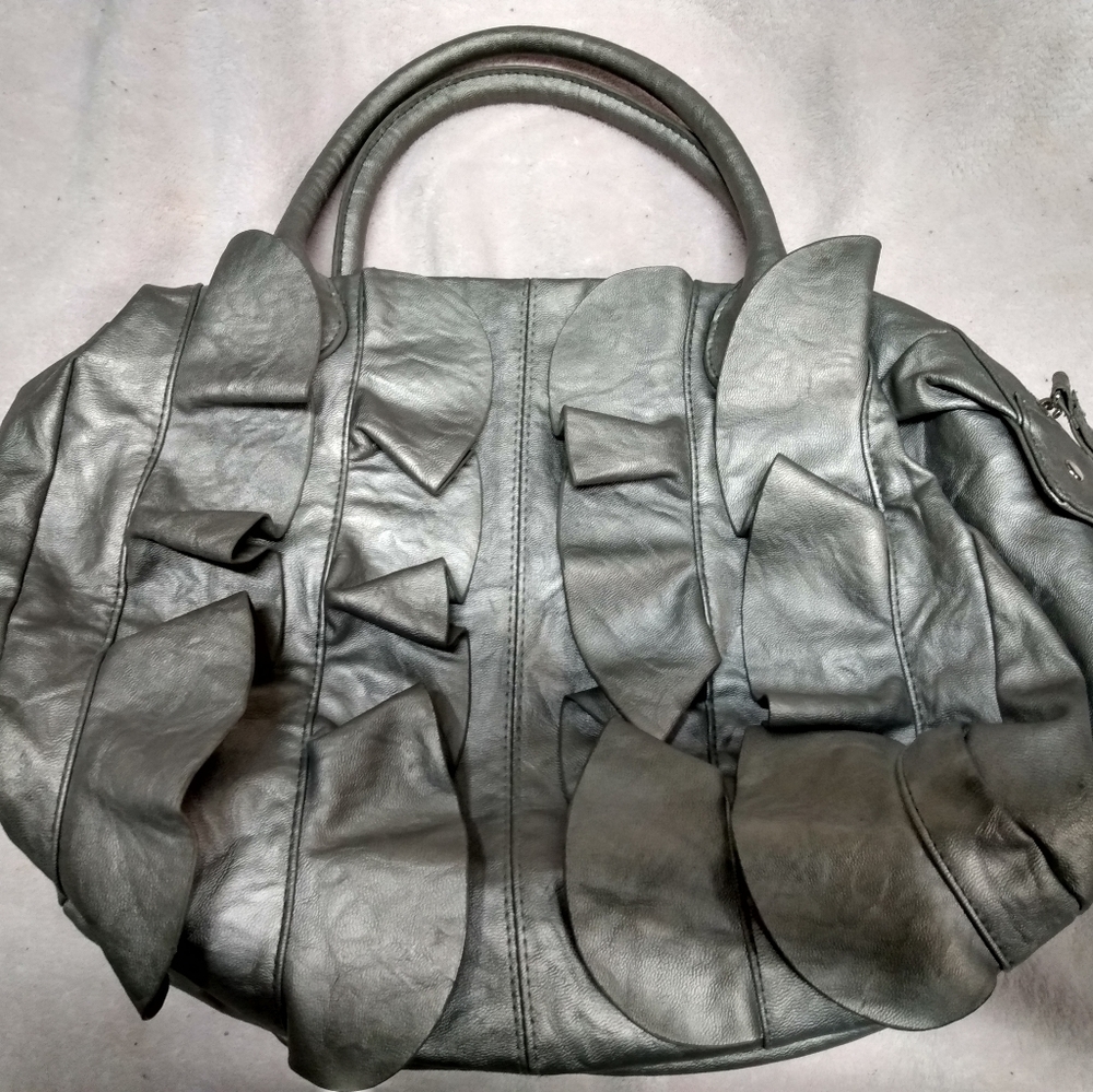 Metallic silver handbag